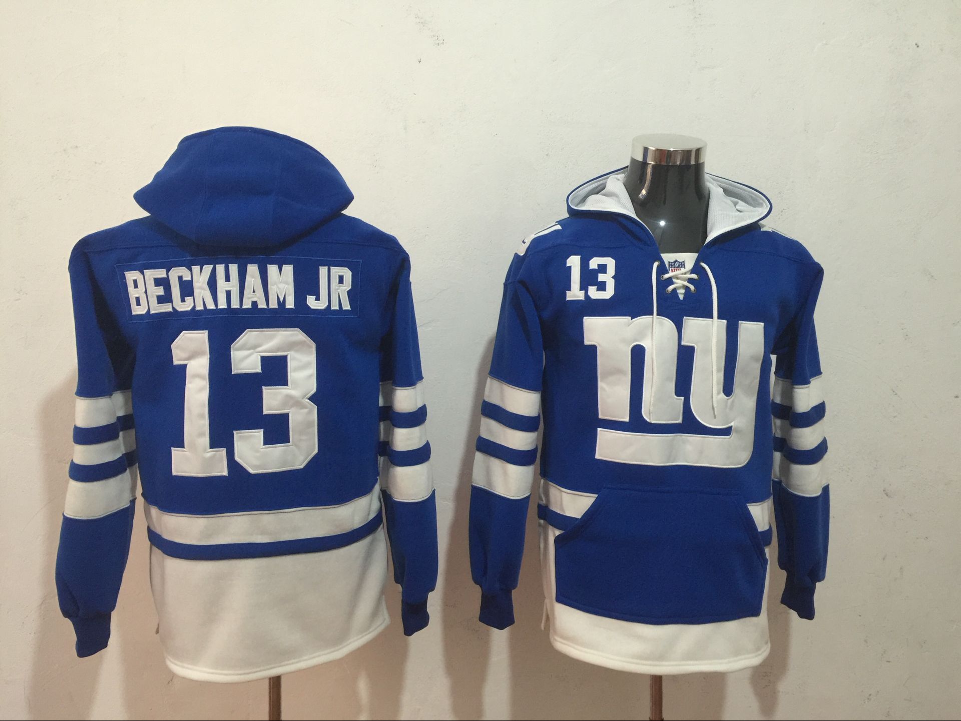 Men NFL Nike New York Giants 13 Beckham Jr blue Sweatshirts